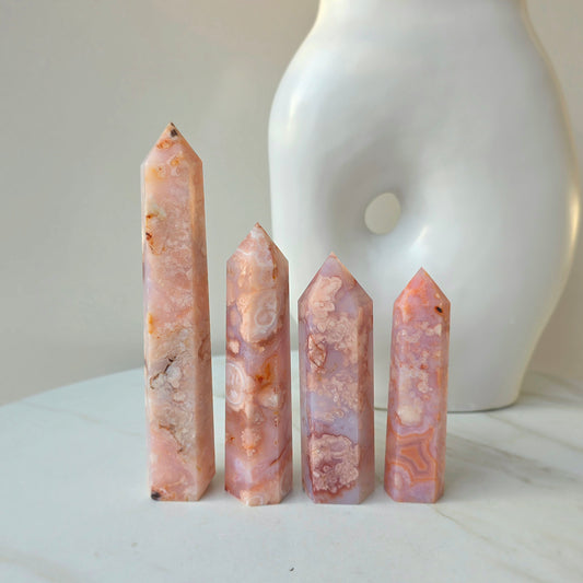 Flower Agate Crystal Tower Point