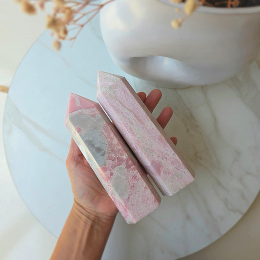 Pink Opal Crystal Tower Point Obelisk High Quality Peru