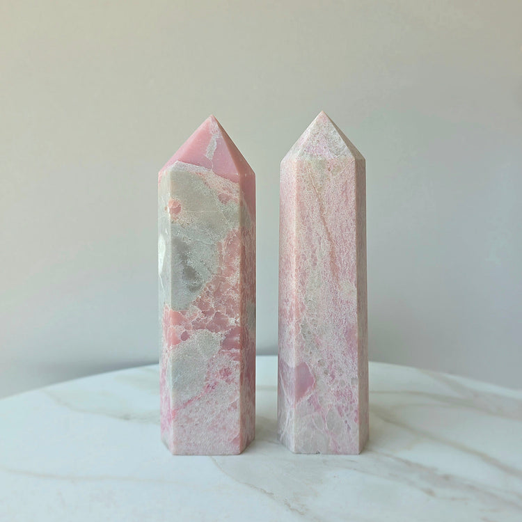Pink Opal Crystal Tower Point Obelisk High Quality Peru