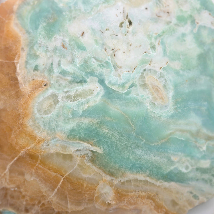 Amazonite Crystal Slab Slice on Gold Stand XL