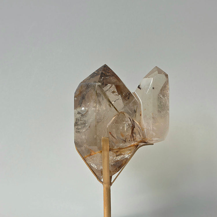 Rare Natural Citrine Crystal with Green Tourmaline Crystal Twin Point Brazil High Quality Collectors Piece