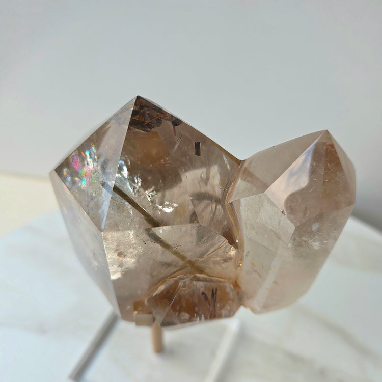 Rare Natural Citrine Crystal with Green Tourmaline Crystal Twin Point Brazil High Quality Collectors Piece