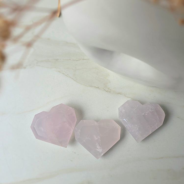 Rare Periwinkle Rose Quartz Crystal Heart on Stand