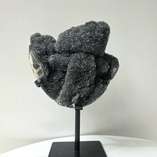 Rare Black Galaxy Amethyst Crystal Cluster on Stand Brazil