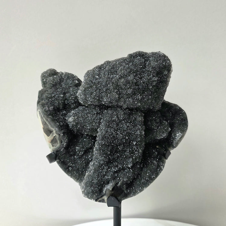 Rare Black Galaxy Amethyst Crystal Cluster on Stand Brazil