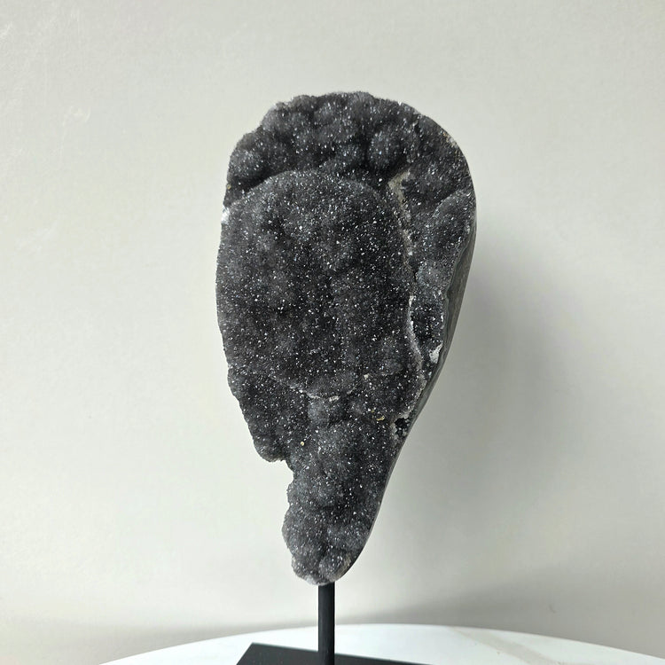 Rare Black Galaxy Amethyst Crystal Cluster on Stand Brazil