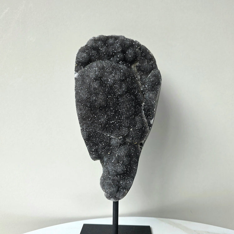 Rare Black Galaxy Amethyst Crystal Cluster on Stand Brazil