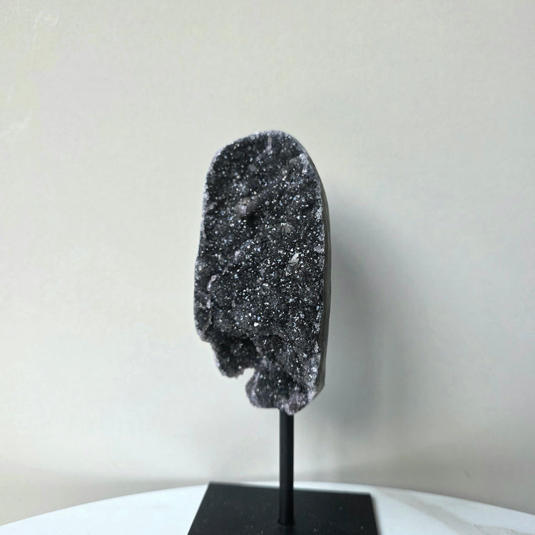 Rare Black Galaxy Amethyst Crystal Cluster on Stand Brazil