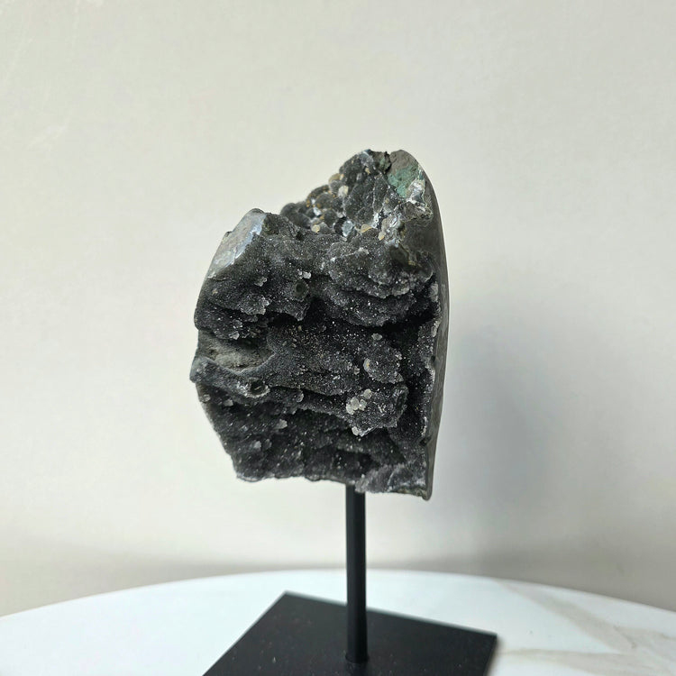 Rare Black Galaxy Amethyst Crystal Cluster on Stand Brazil