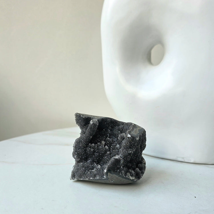 Rare Black Galaxy Amethyst Crystal Cluster on Stand Brazil