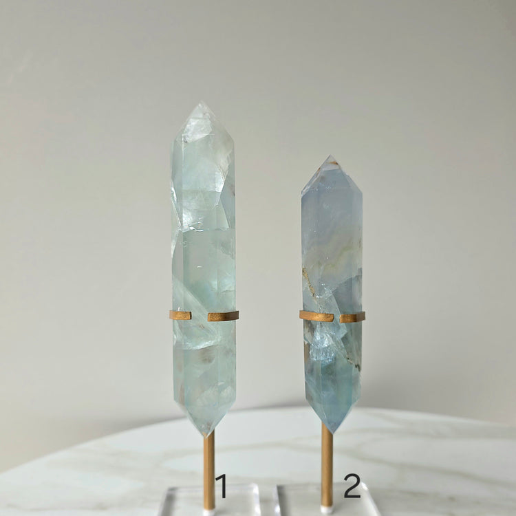Blue Fluorite Crystal Wand in Stand