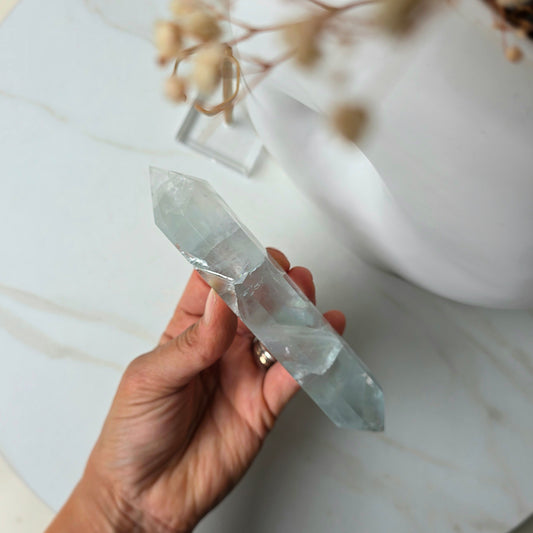 Blue Fluorite Crystal Wand in Stand