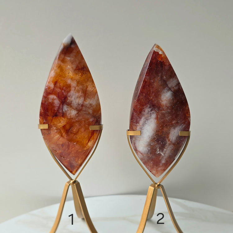 Fire Quartz Hematoid Quartz Crystal Flame on Stand