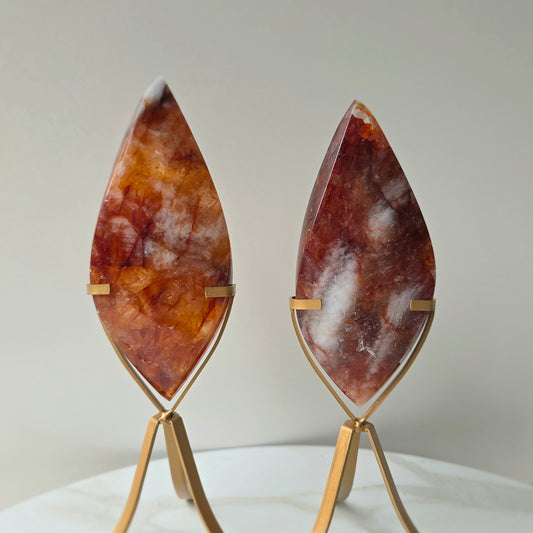 Fire Quartz Hematoid Quartz Crystal Flame on Stand