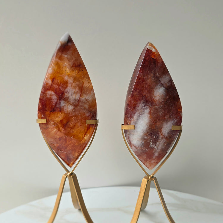 Fire Quartz Hematoid Quartz Crystal Flame on Stand