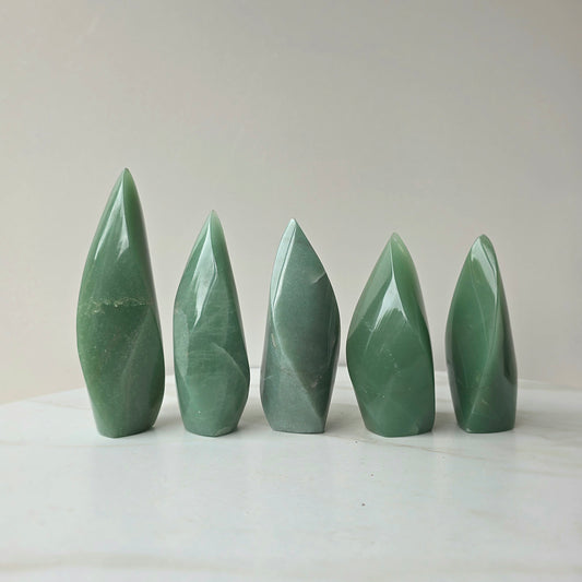 Green Aventurine Crystal Carved Flame