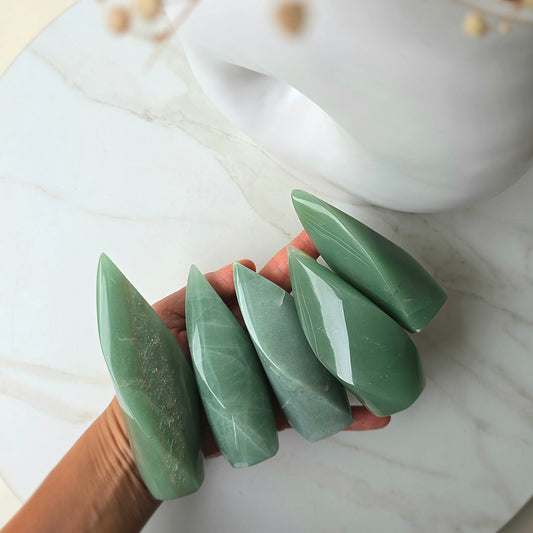 Green Aventurine Crystal Carved Flame