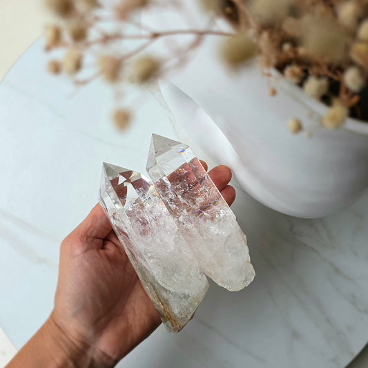 Clear Quartz Crystal Natural Rough Point High Quality in Stand Brazil