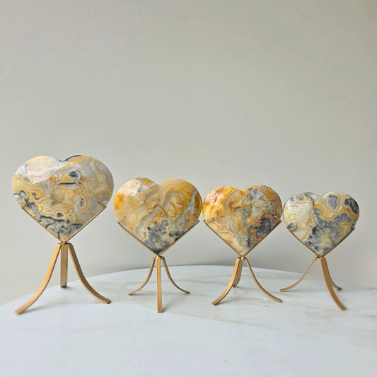 Crazy Lace Agate Crystal Heart on Stand Mexico