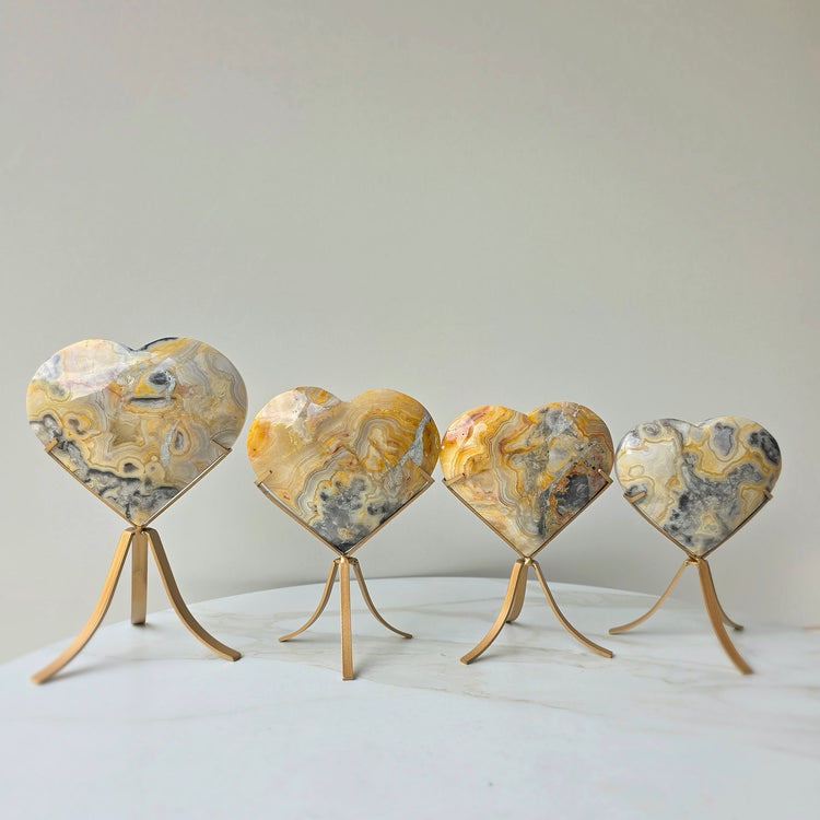 Crazy Lace Agate Crystal Heart on Stand Mexico
