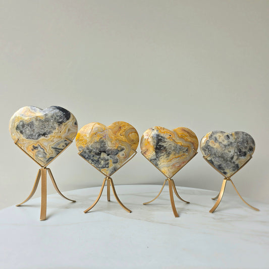 Crazy Lace Agate Crystal Heart on Stand Mexico