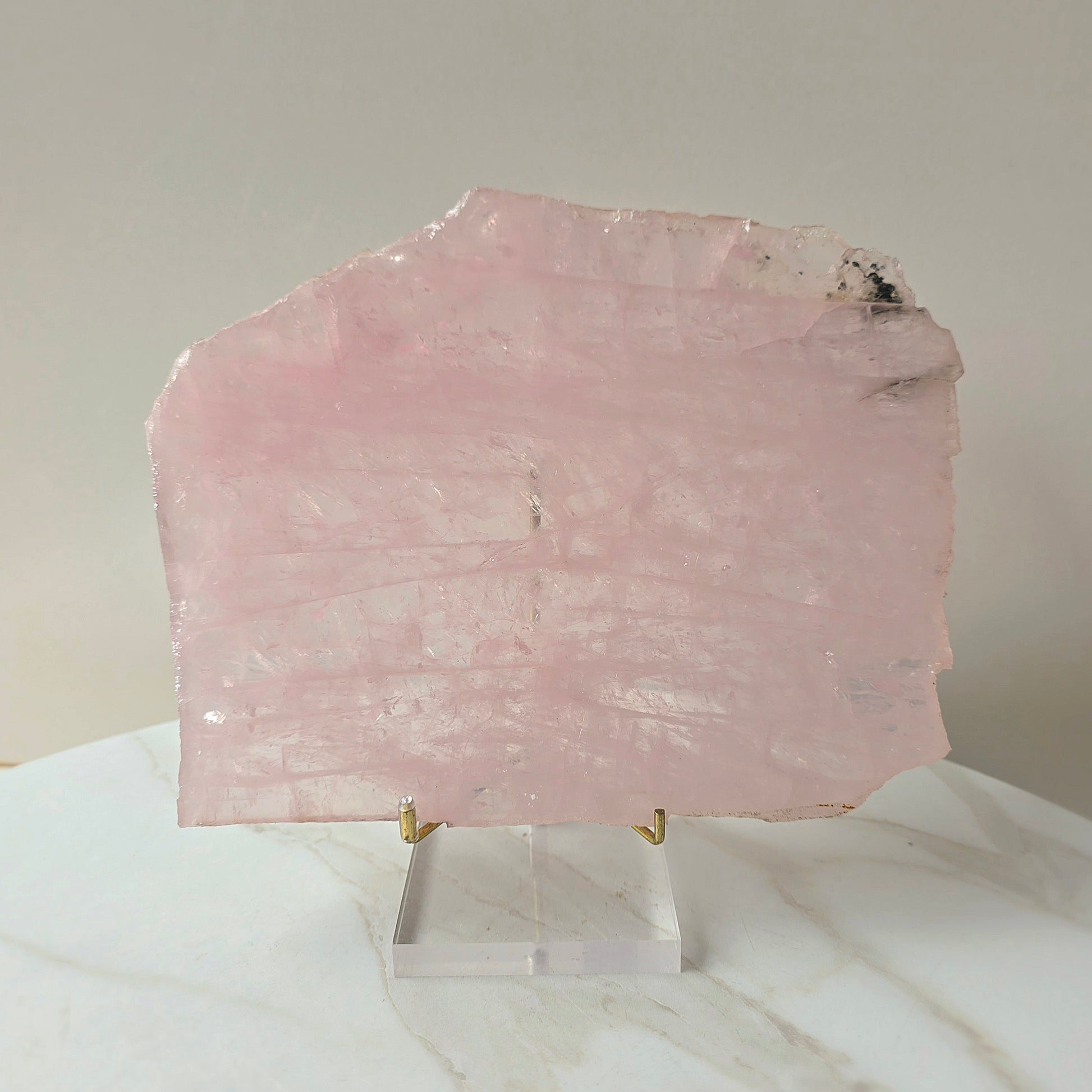 Rose Quartz Crystal Slab Slice on Stand - Crystals and Me | Crystal Candles and Ethically Sourced Crystals