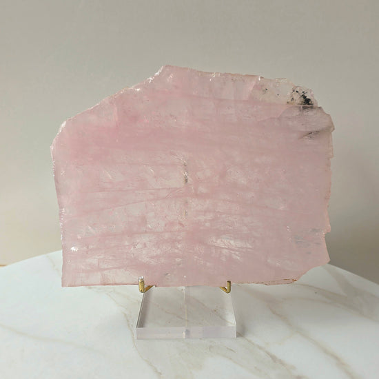 Rose Quartz Crystal Slab Slice on Stand - Crystals and Me | Crystal Candles and Ethically Sourced Crystals