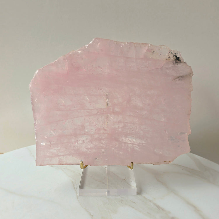 Rose Quartz Crystal Slab Slice on Stand - Crystals and Me | Crystal Candles and Ethically Sourced Crystals