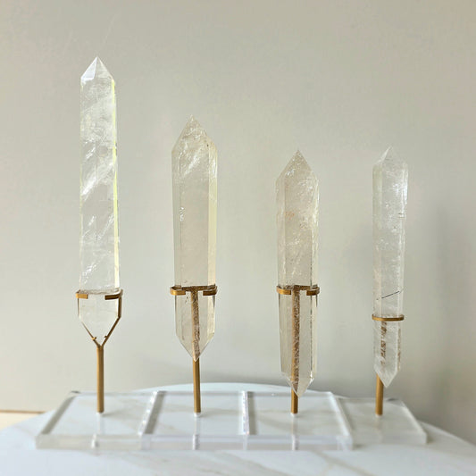 Clear Quartz Crystal Double Terminated Point on Stand High Quality Brazil