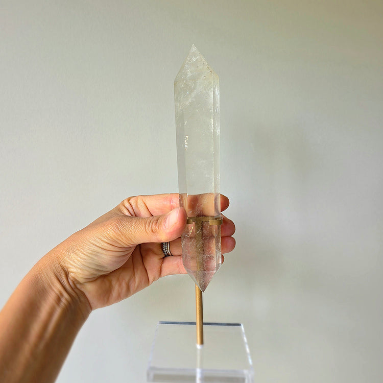 Clear Quartz Crystal Double Terminated Point on Stand High Quality Brazil