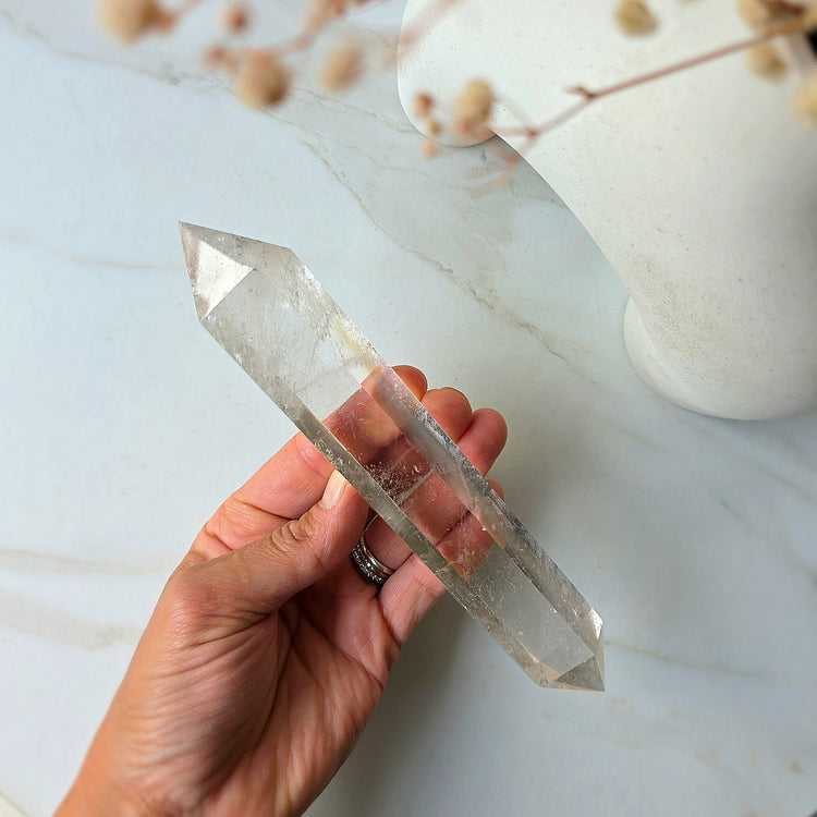 Clear Quartz Crystal Double Terminated Point on Stand High Quality Brazil