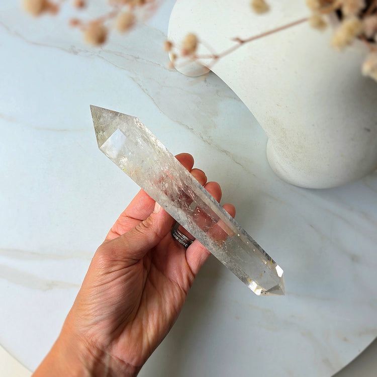Clear Quartz Crystal Double Terminated Point on Stand High Quality Brazil