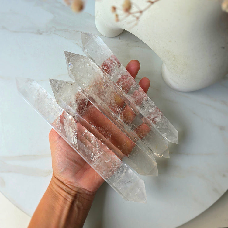 Clear Quartz Crystal Double Terminated Point on Stand High Quality Brazil