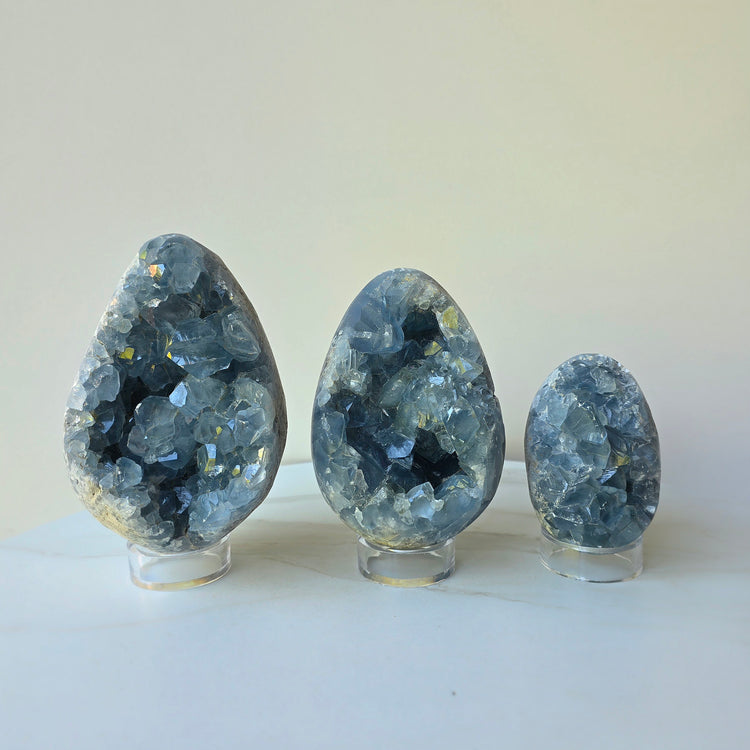 Celestite Crystal Cluster on Stand  High Quality