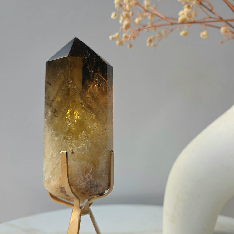 Natural Citrine Crystal with Stand Brazil with Phantom