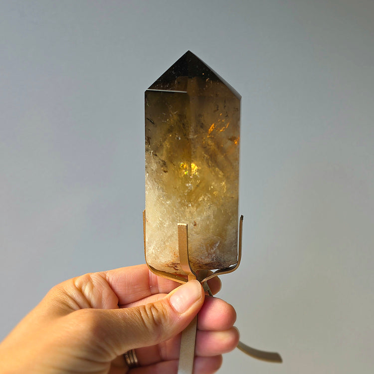 Natural Citrine Crystal with Stand Brazil with Phantom
