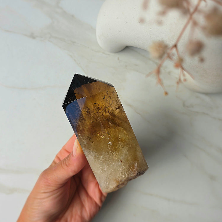 Natural Citrine Crystal with Stand Brazil with Phantom
