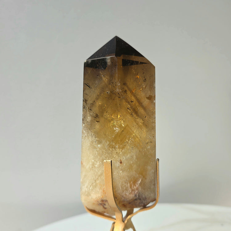 Natural Citrine Crystal with Stand Brazil with Phantom