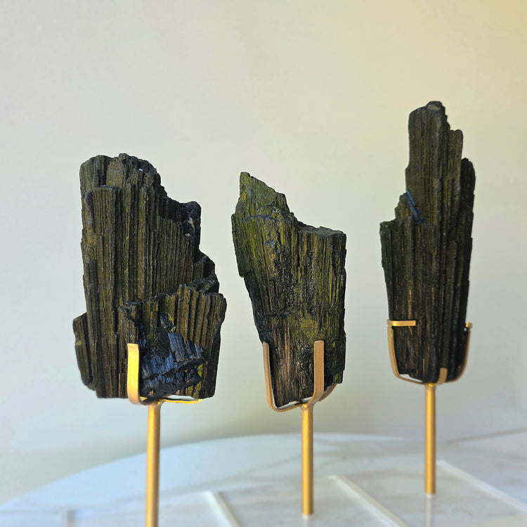 Black Tourmaline Crystal on Stand High Quality Brazil