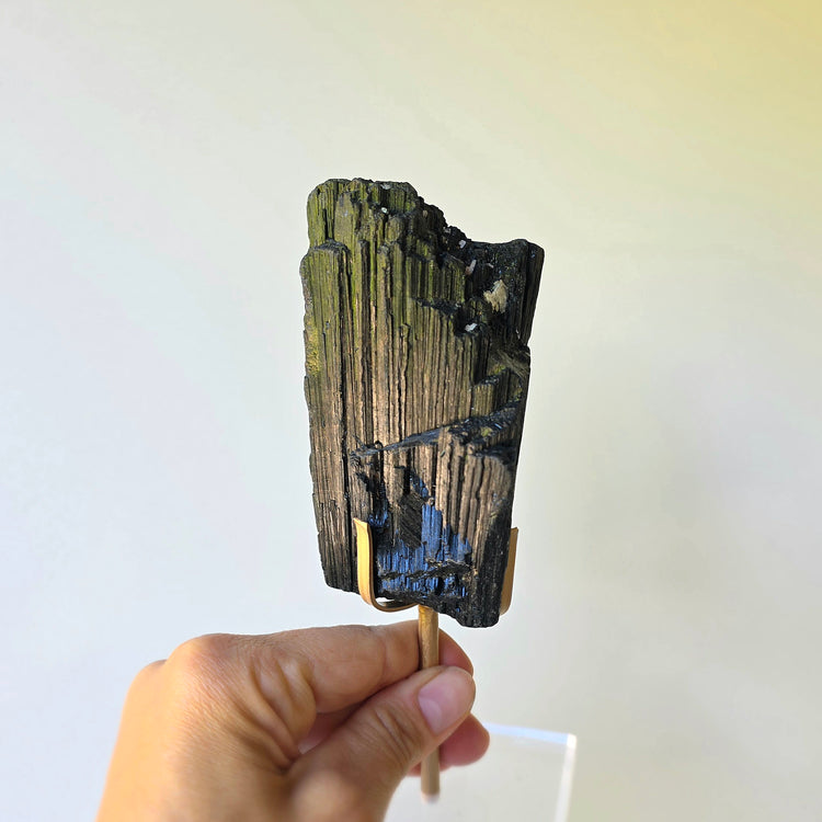 Black Tourmaline Crystal on Stand High Quality Brazil