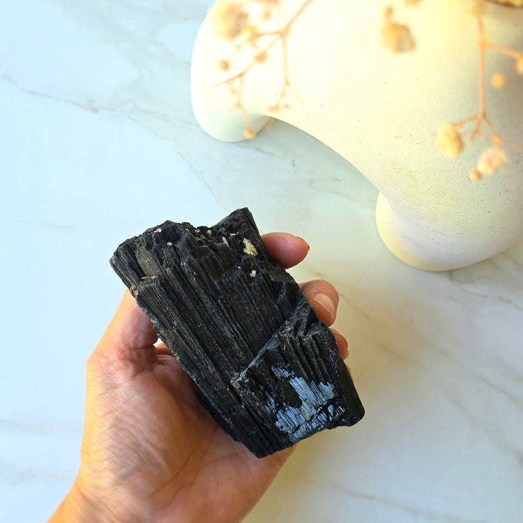 Black Tourmaline Crystal on Stand High Quality Brazil