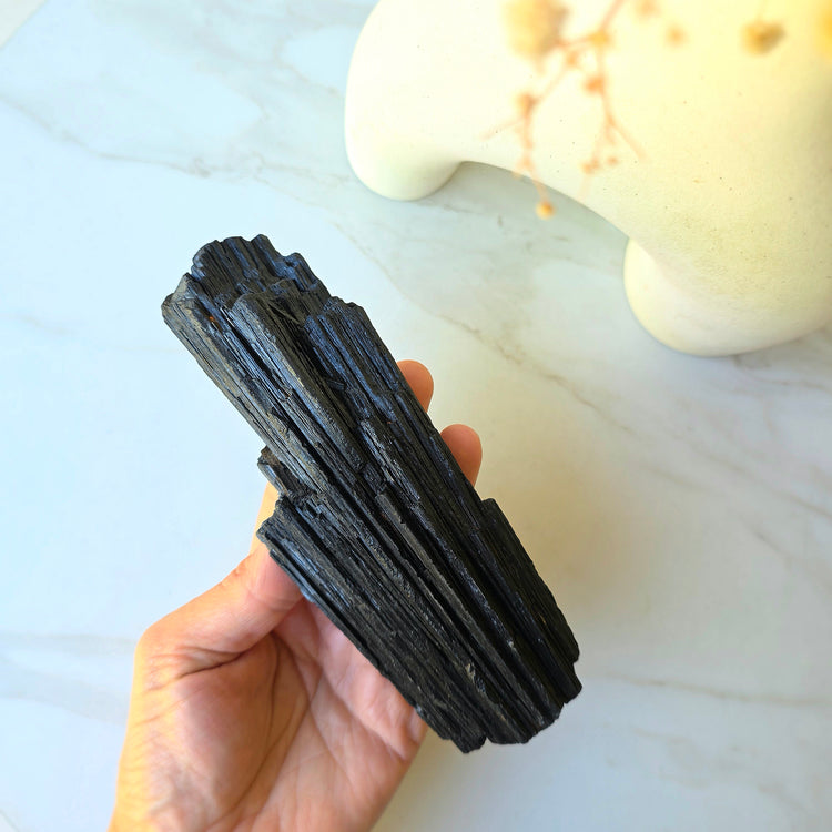 Black Tourmaline Crystal on Stand High Quality Brazil