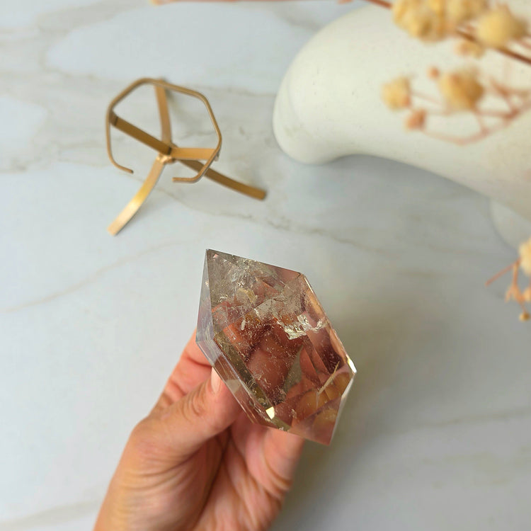 Natural Citrine Crystal Diamond on Stand High Quality Brazil