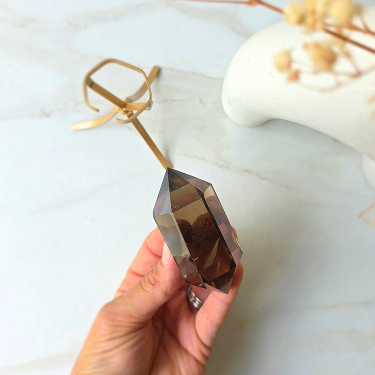 Natural Citrine Crystal Diamond on Stand High Quality Brazil