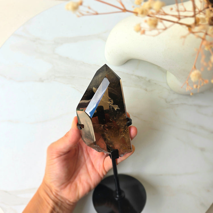 Natural Citrine Crystal Point in Stand High Quality Brazil