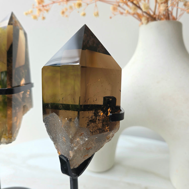 Natural Citrine Crystal Point in Stand High Quality Brazil