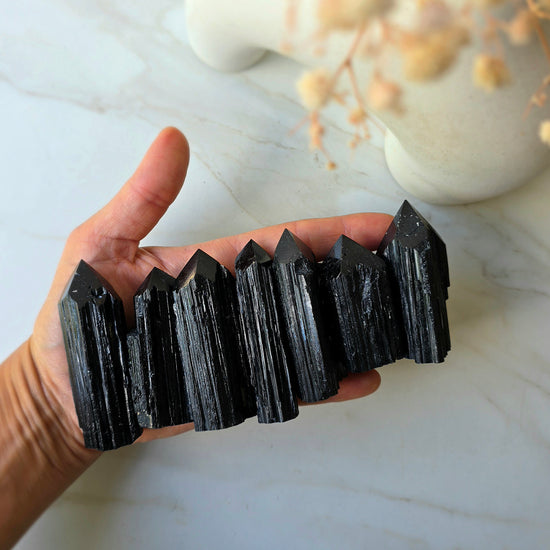 Black Tourmaline Crystal Rough Point Brazil High Quality Medium - Crystals and Me | Crystal Candles and Ethically Sourced Crystals