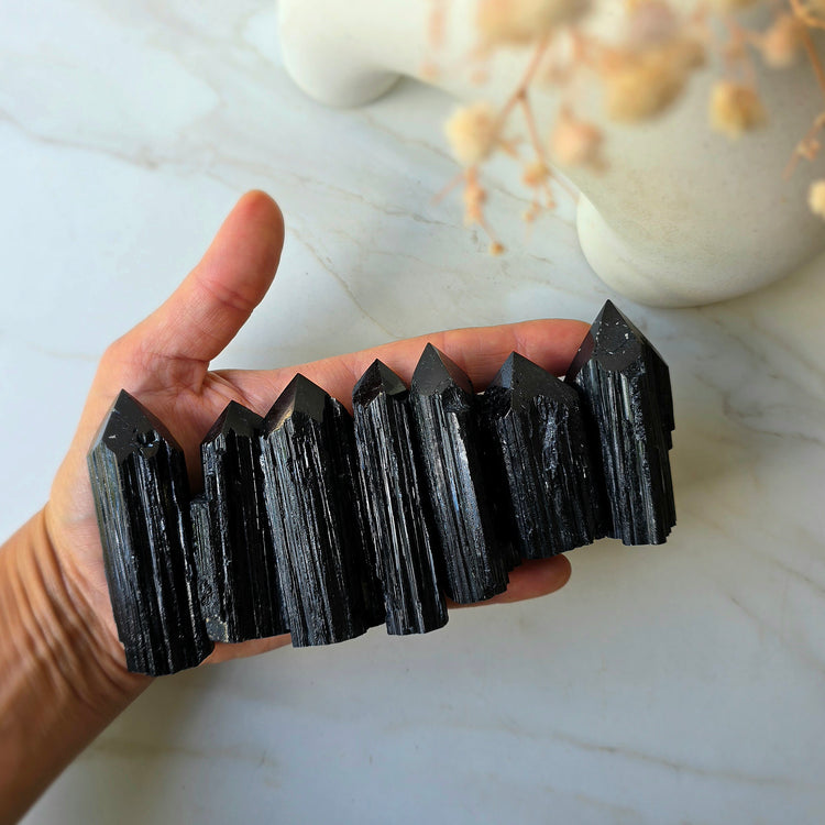 Black Tourmaline Crystal Rough Point Brazil High Quality Medium - Crystals and Me | Crystal Candles and Ethically Sourced Crystals