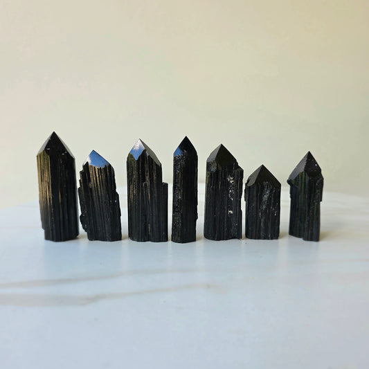 Black Tourmaline Crystal Rough Point Brazil High Quality Medium