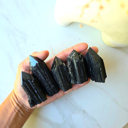 Black Tourmaline Crystal Rough Point Brazil High Quality Large